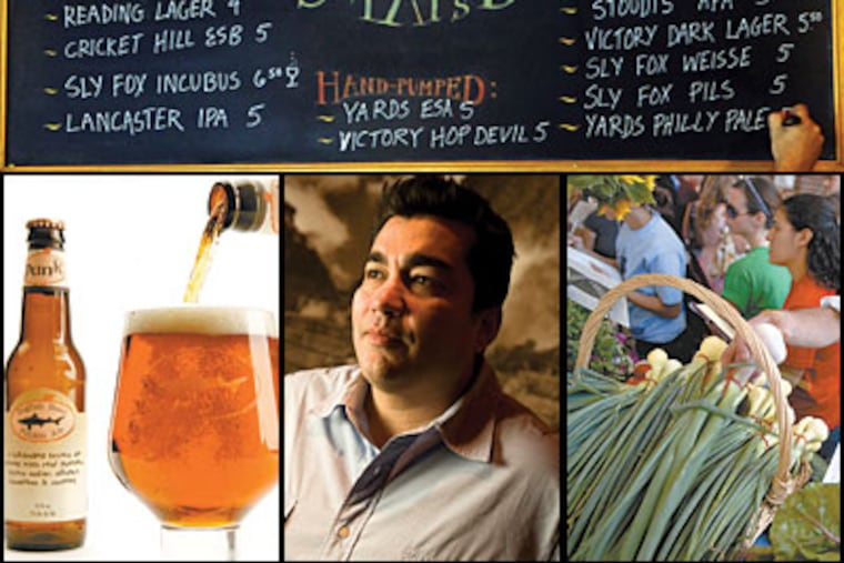 Food trends from 2000 to 2009 included gastropubs (Standard Tap, top, BONNIE WELLER / Staff Photographer); craft beers (bottom left, CHARLES FOX / Staff Photographer); young celebrity chefs, such as Jose Garces (bottom center); and a farm-market revival (bottom right, DAVID MAIALETTI / Staff Photographer).