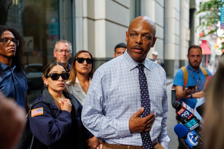 Joel Fitzgerald, Christopher Fitzgerald's father, speaks to the press outside the Juanita Kidd Stout Center for Criminal Justice after a guilty verdict was returned Wednesday.