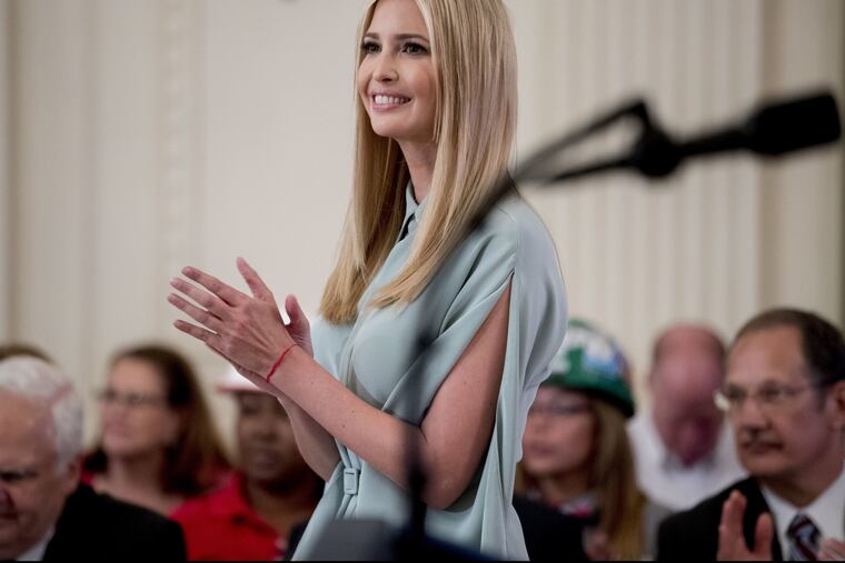 FILE – In a Thursday, July 19, 2018 file photo, Ivanka Trump, the daughter of President Donald Trump, applauds during a signing ceremony where President Donald Trump signed an Executive Order that establishes a National Council for the American Worker in the East Room of the White House, in Washington. Ivanka Trump's clothing company is shutting down and all its employees are being laid off, according to news reports