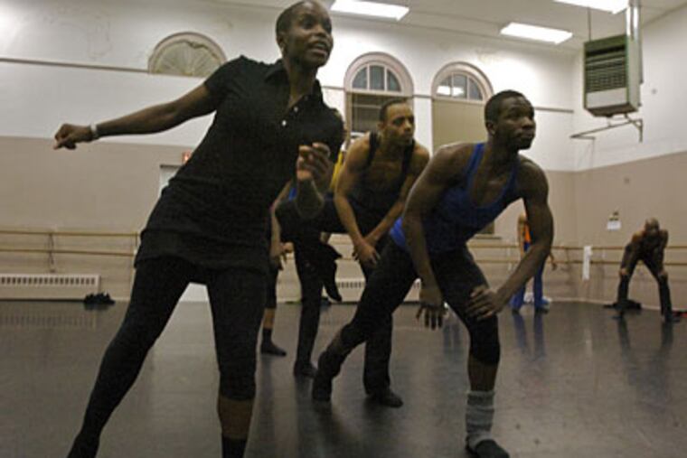 Choreographer and former company member Hope Boykin, left, sets a new piece on Philadanco. (John Costello / Staff Photographer)