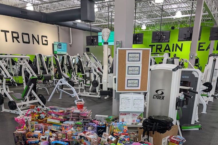 A pile of toys at Island Gym in Ventnor, N.J. is the start of Boxx for Tots season, the 21st year boxing coach and trainer Jon Simon has been collecting toys for needy kids.