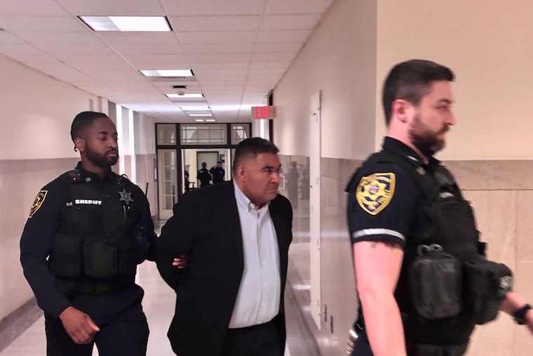 Andres Marin is escorted out of a courtroom in the Montgomery County Courthouse on Wednesday after pleading guilty to involuntary manslaughter in the death of Sloane Kwartnik.