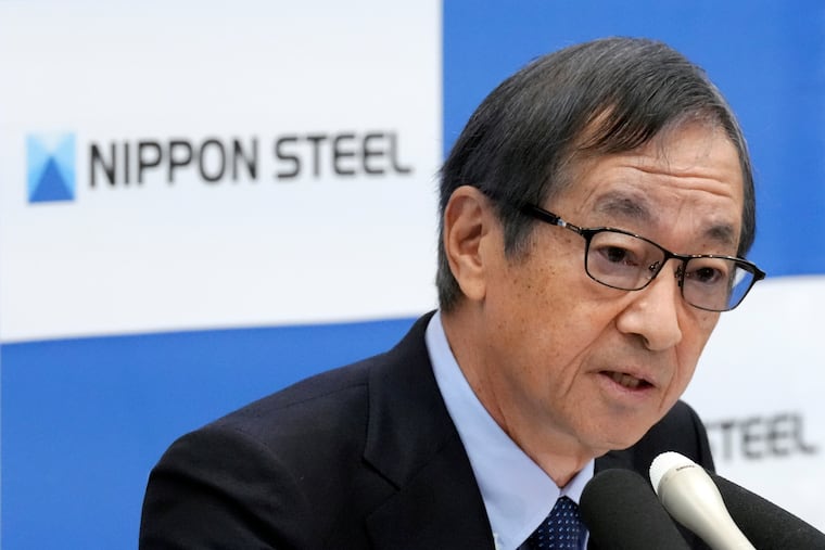 Eiji Hashimoto, chairman and CEO of Nippon Steel Corporation, speaks during a press conference at their company headquarters in Tokyo on Tuesday, Jan. 7, 2025.