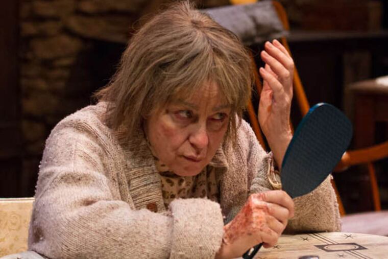 TZNBEA18 Mary Martello as Mag Folan in Lantern Theater Company's production of Martin McDonagh's "The Beauty Queen of Leenane".
Photo Credit: Mark Garvin.