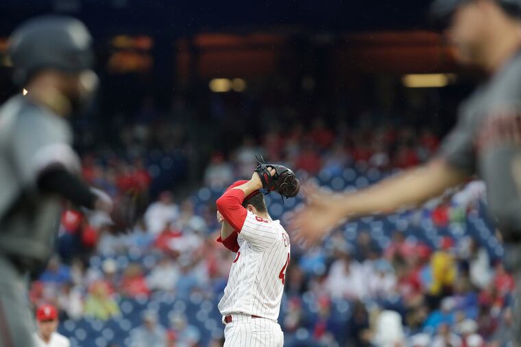 Phillies pitcher Jerad Eickhoff allowed five home runs Monday against Arizona.