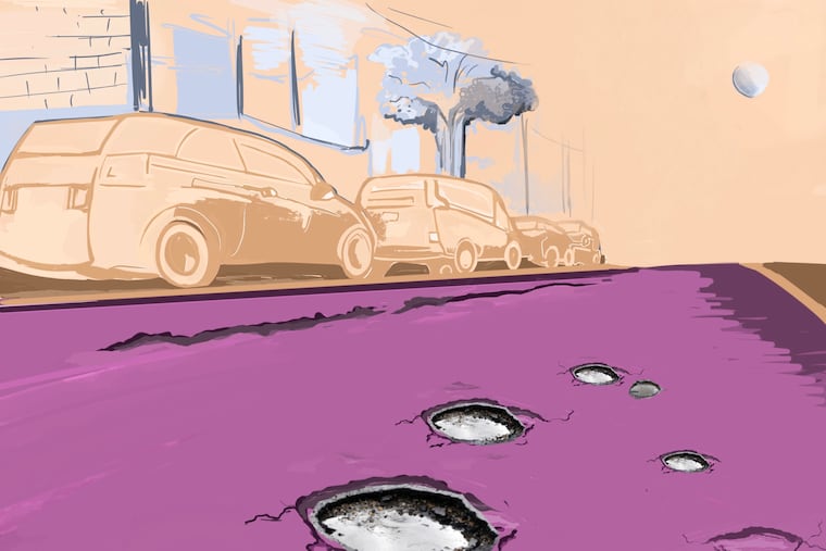 Illustration of potholes on the street.