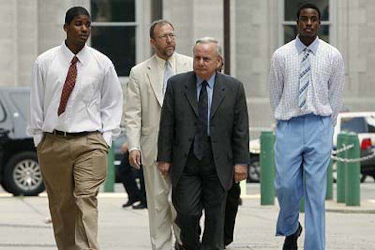 Nashir Fisher (far left) and Ameer Best (far right) have been found guilty of murder in the beating death of Sean Patrick Conroy last year. (Alejandro A. Alvarez/Staff file photo)