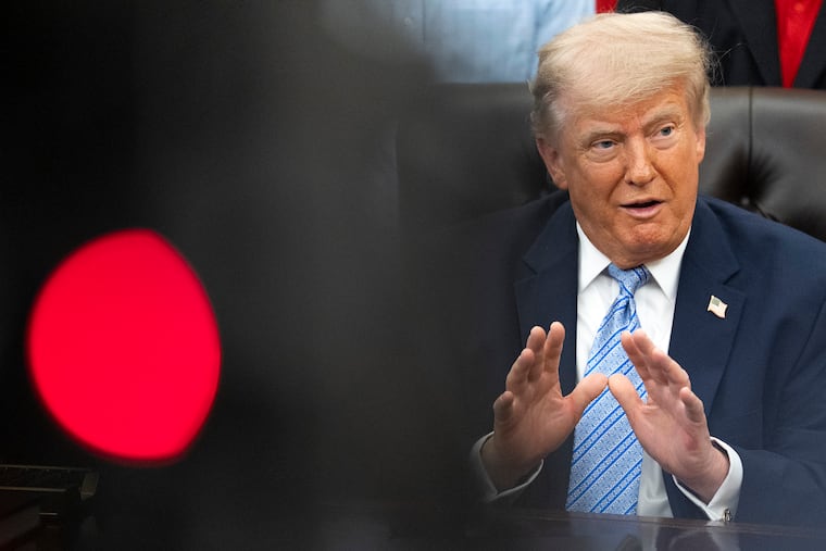 Donald Trump speaks in the Oval Office in May. The president's belief that he knows more than intelligence experts has left Trump wide open to foreign manipulation, writes Trudy Rubin.