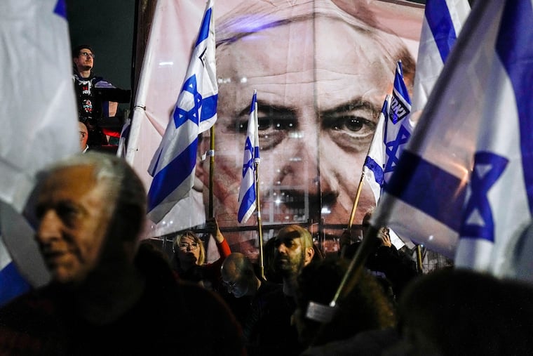 Israelis stage a rally earlier this month against plans by Prime Minister Benjamin Netanyahu's government to overhaul the nation's judicial system.