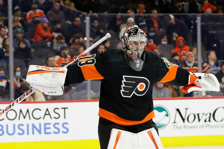 Flyers goaltender Carter Hart went on the COVID-19 protocol list Monday.