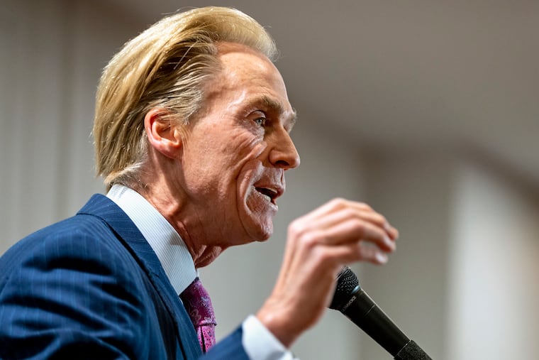 Former Lt. Gov. Mike Stack speaks during a forum for mayoral candidates in January while still not declared as a candidate.