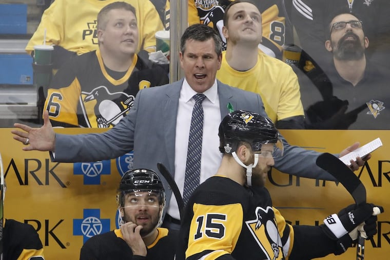 Coach Mike Sullivan’s Penguins will look to take a 2-0 series lead Friday night.