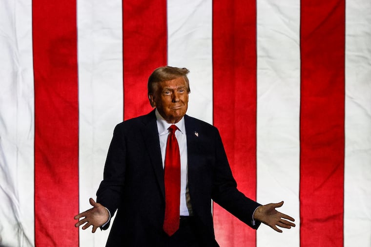 Donald Trump during an election rally at the PPL Center in Allentown in October.