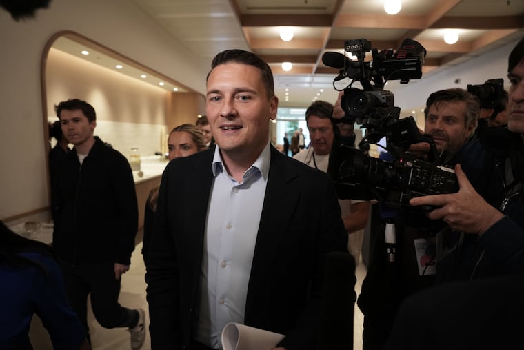 Wes Streeting arrives at the Progress Conference at Convene in London, Saturday May 16, 2026.