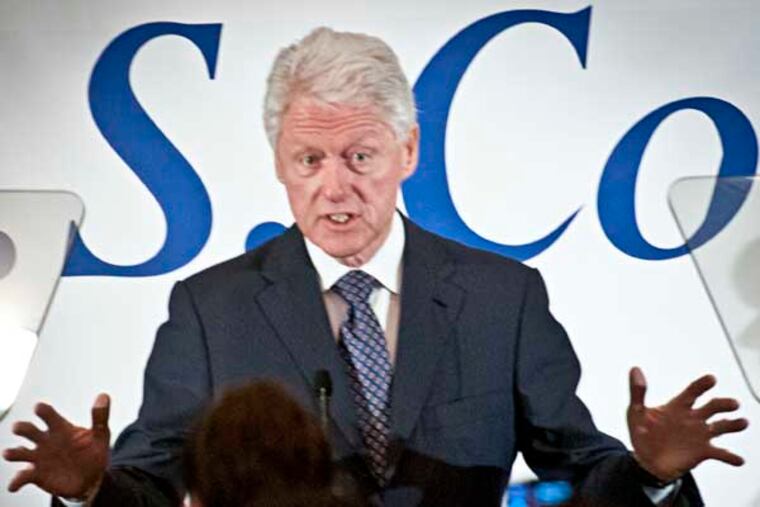 Bill Clinton speaks during a fund raiser for Margorie Margolies at the Radisson Blu Warwick Hotel. ( RON TARVER / Staff Photographer ) April 10 2014