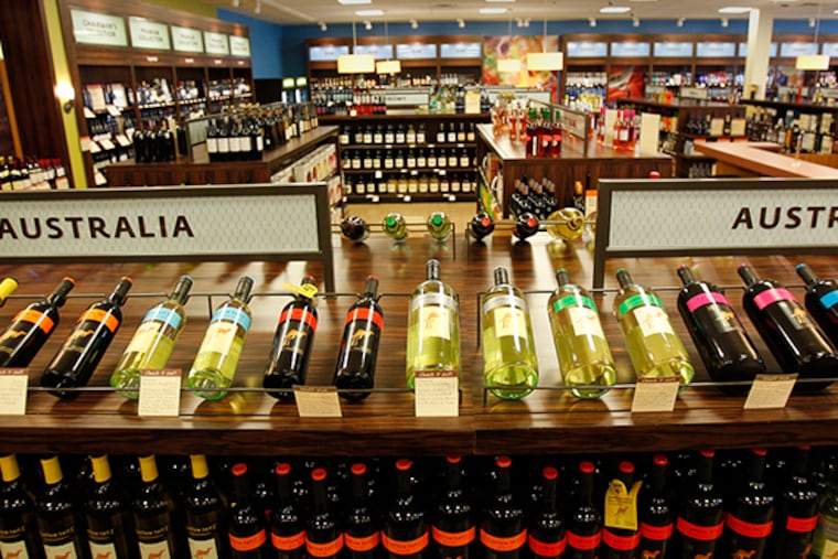 Bottles of wine on display inside the Wine and Spirits Shoppe at 1940 Columbus Blvd. ( David Maialetti / Staff Photographer)