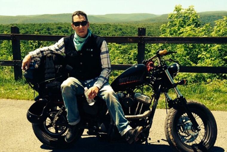 Officer Seth Stellfox sits his Harley Davidson Sportster in a photo posted on his Instagram account recently. Friends say Stellfox, 33, rode the bike cross-country recently and was on his way back home when he was killed in an accident on the Pennsylvania Turnpike outside Harrisburg. (Instagram)