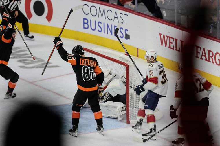 Joel Farabee is one of the Flyers who will need to step up in the coming games while they are shorthanded due to injuries.