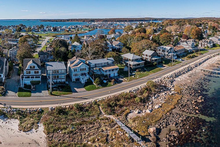 With sea levels projected to rise up to 20 inches by 2050 and 2 meters by the end of the 21st century, neighborhoods along the Connecticut shore are increasingly at risk. This image shows the Groton Long Point neighborhood. (Merged panoramic by Mark Mirko/The Hartford Courant/TNS)