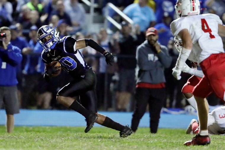 Williamstown’s Jonathon Wood heads for the goal line in Friday's victory over Lenape.