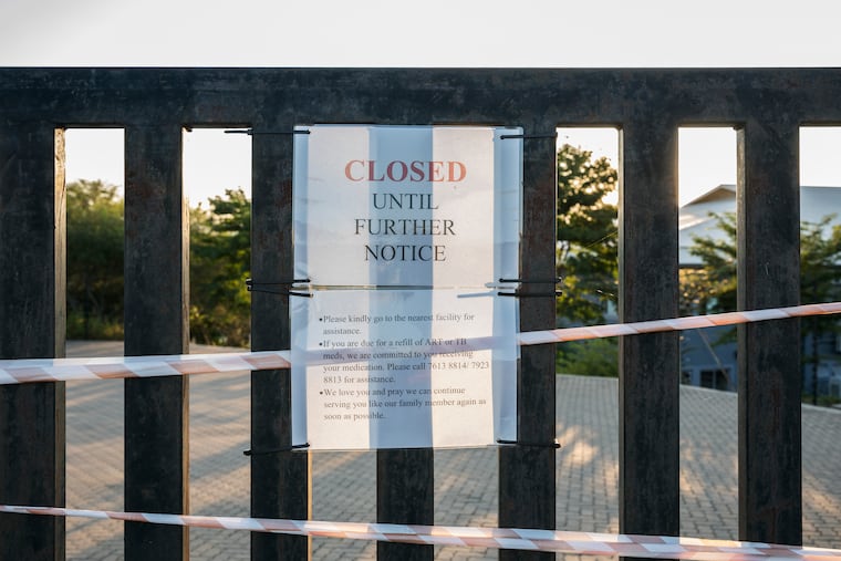 A medical facility in Sidvokodvo, Eswatini, advises patients of its closure last year.