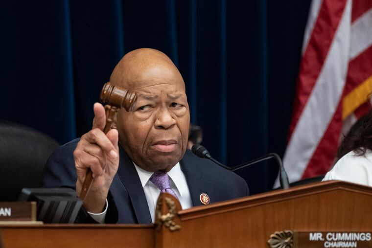 FILE - In this Tuesday, April 2, 2109 file photo, House Oversight and Reform Committee Chair Elijah Cummings, D-Md., leads a meeting to call for subpoenas after a career official in the White House security office says dozens of people in President Donald Trump's administration were granted security clearances despite "disqualifying issues" in their backgrounds, on Capitol Hill in Washington. Trump on Saturday, July 27, denigrated Cummings' congressional district as a “disgusting, rat and rodent infested mess,” broadening a campaign against prominent critics of his administration that has exacerbated racial tensions. Trump lashed out in tweets against the powerful House oversight committee chairman, claiming his Baltimore-area district is “considered the worst run and most dangerous anywhere in the United States.” (AP Photo/J. Scott Applewhite)