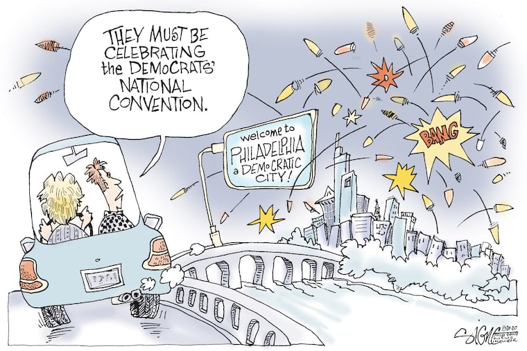 Gunfire celebrating the Democratic National Convention.