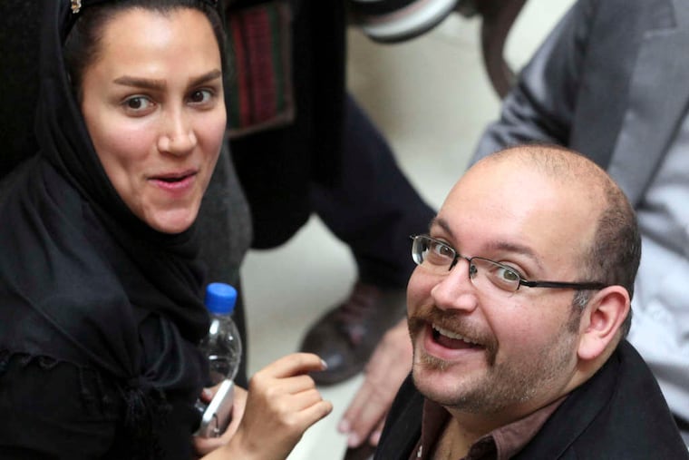 Jason Rezaian, an Iranian American correspondent for the Washington Post, is seen with his wife, Yeganeh Salehi, in 2013.