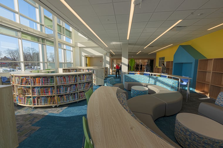 The school library at the new Thomas Holme Elementary School in Northeast Philadelphia. The K-8 school will open in January.