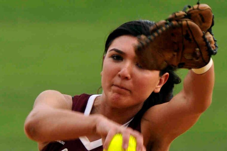 Holy Cross' Taylor Steele delivers against Delran . The 5-3 win came four days after Delran defeated Holy Cross and was the first for the Lancers' senior class against Delran.