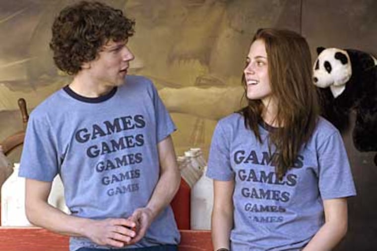"Adventureland," stars Jesse Eisenberg (he of "The Squid and the Whale,"
also set in '87) and Kristen Stewart. The two became good friends during
the shoot - before she went off to star in the phenomenon "Twilight."