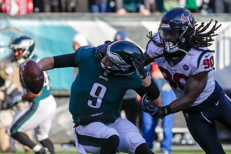 Jadeveon Clowney takes down Nick Foles last season.
