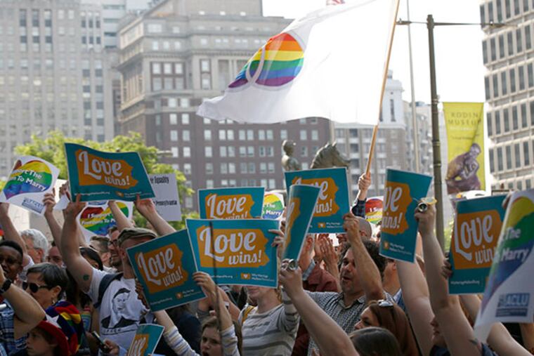 Supporters at a marriage equality rally at City Hall on Tuesday, May 20, 2014.