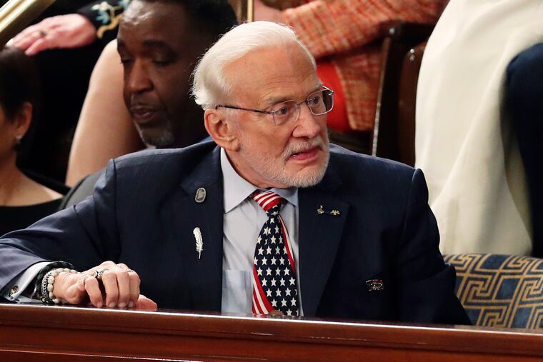 FILE - In this Feb. 5, 2019, file photo, astronaut Buzz Aldrin attends President Donald Trump's State of the Union address on Capitol Hill in Washington. A legal fight between Aldrin and his adult children over whether the former astronaut was competent to manage his affairs ended Wednesday, March 13, averting a messy, intrafamily squabble from hanging over celebrations this summer of the 50th anniversary of his Apollo 11 moon-walking.
