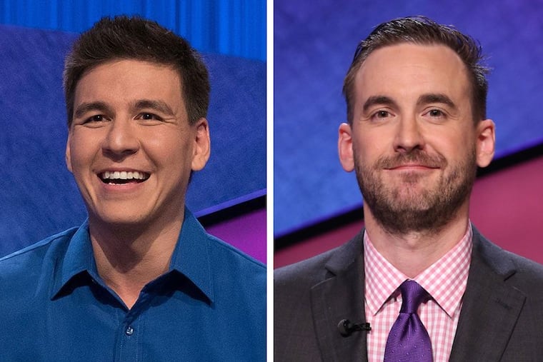 "Jeopardy!" champ James Holzhauer (left) is being replaced by Lancaster native Brad Rutter in the "Jeopardy! Masters" tournament.