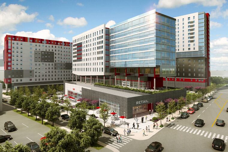 Artist's rendering of new student-housing complex underway at 12th Street and Cecil B. Moore Avenue.