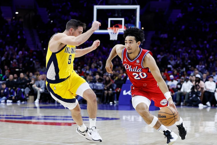 Sixers guard Jared McCain averaged 15.3 points in 23 games as a rookie last season.