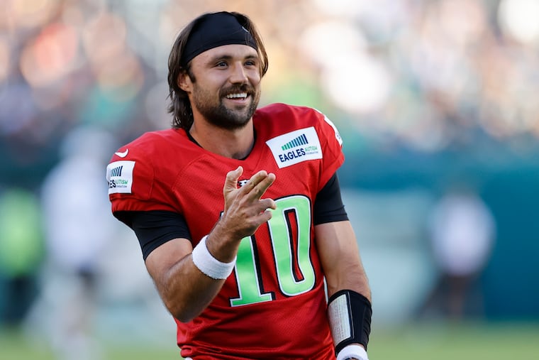 Eagles quarterback Gardner Minshew during open practice at Lincoln Financial Field on Sunday.