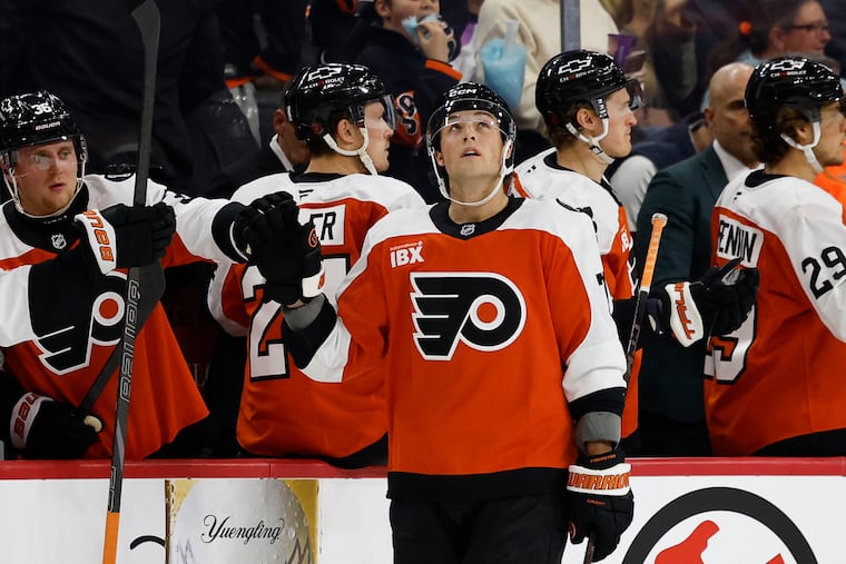 Flyers winger Tyson Foerster has not played since hurting his arm or shoulder at the beginning of January.