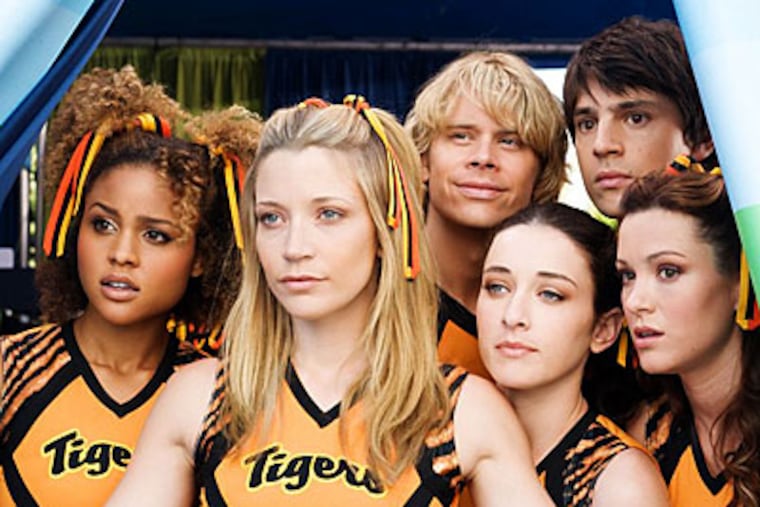 In "Fired Up" (from left): Hayley Marie Norman, Sarah Roemer, Eric Christian Olsen, Margo Harshman, Nicholas D'Agosto, Danneel Harris.