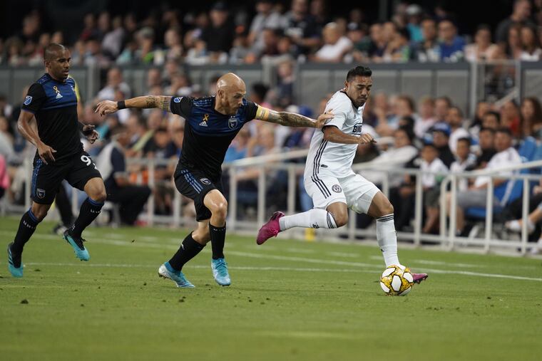 Marco Fabian on the ball during the Philadelphia Union's 2-1 comeback win at the San Jose Earthquakes.