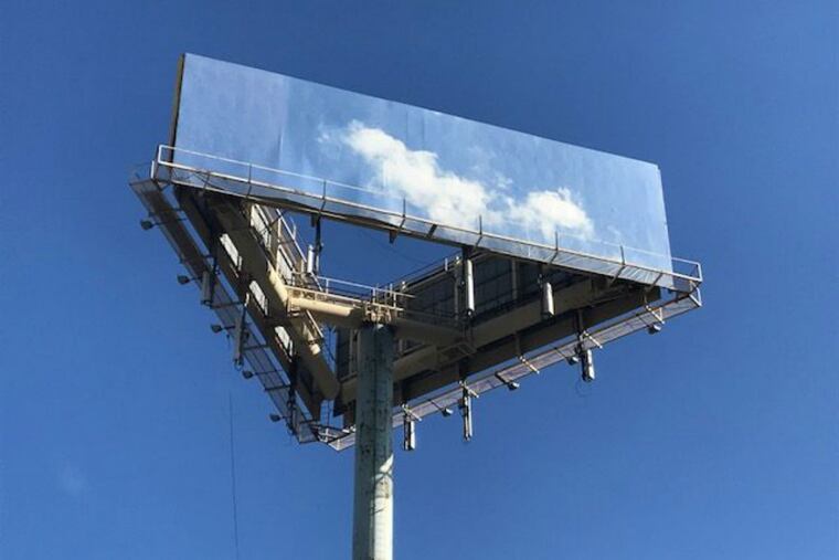 The sky billboard near 2nd and Race streets in Old City.