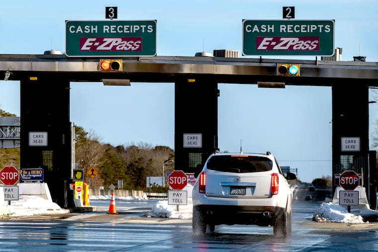 A driver approaching the Egg Harbor Toll Plaza on the Atlantic City Expressway on Feb. 1, 2022, shortly after the most recent toll increase.