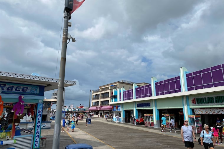 Daily announcements, the national anthem, "God Bless America," "Wildwood Days," and historically relevant tunes blares from the overhead speakers strapped atop more than 100 poles along the beach side of the Wildwood boardwalk, which are controlled by the Wildwoods Boardwalk Special Improvement District (SID).