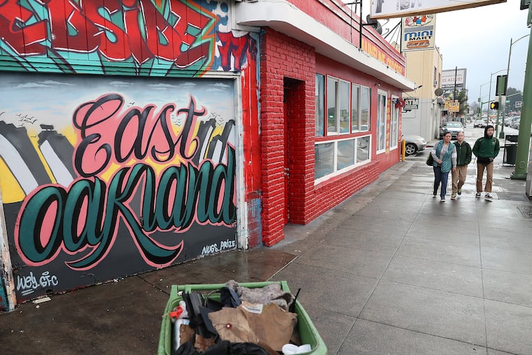 A mural highlighting East Oakland along International Boulevard in Oakland, CA on January 22, 2020.