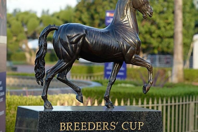 General view of the Breeder's Cup statue at Santa Anita Park prior to the 31st Breeders Cup World Championships. (Richard Mackson/USA Today)