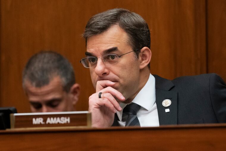 Rep. Justin Amash, R-Mich., listens to a debate on Capitol Hill in Washington in 2019.