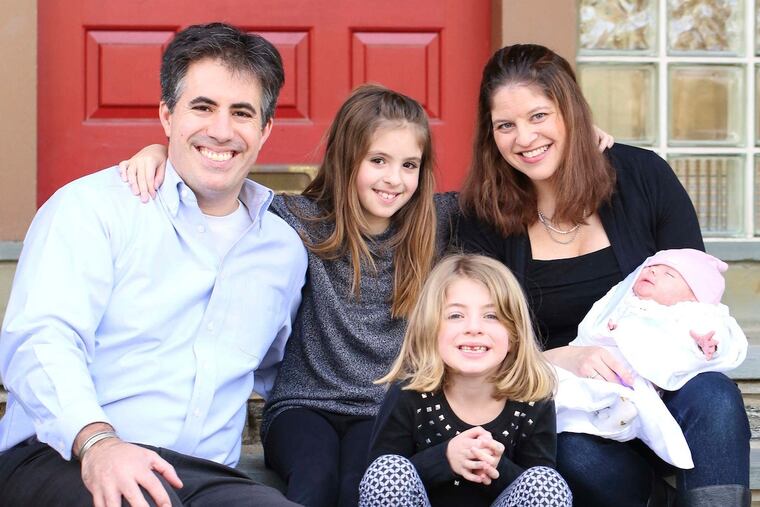The Lima family: (from left) Fabian, Sofia (between her parents), Hallie (in front), and Sara with Daniela.