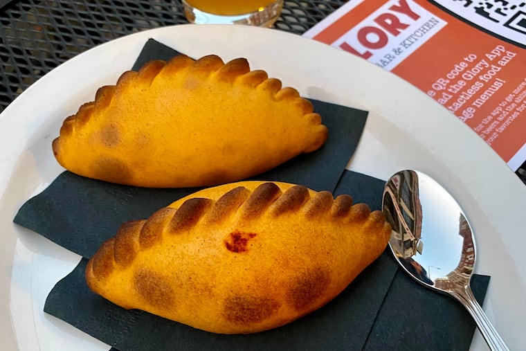 Salteñas, which are empanada-like snacks rooted in Bolivia, at Glory Beer Bar. They come three to an order.