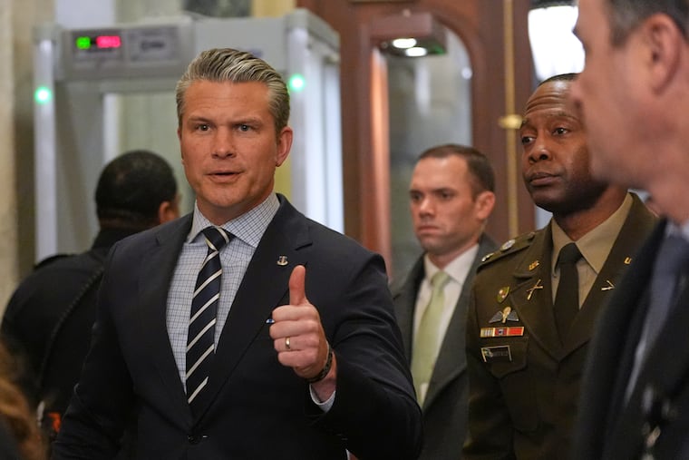 Defense Secretary Pete Hegseth arrives at the U.S. Capitol Monday, Jan. 5, 2026, in Washington, to brief top lawmakers after President Donald Trump directed U.S. forces to capture Venezuelan President Nicolas Maduro. (AP Photo/Jacquelyn Martin)